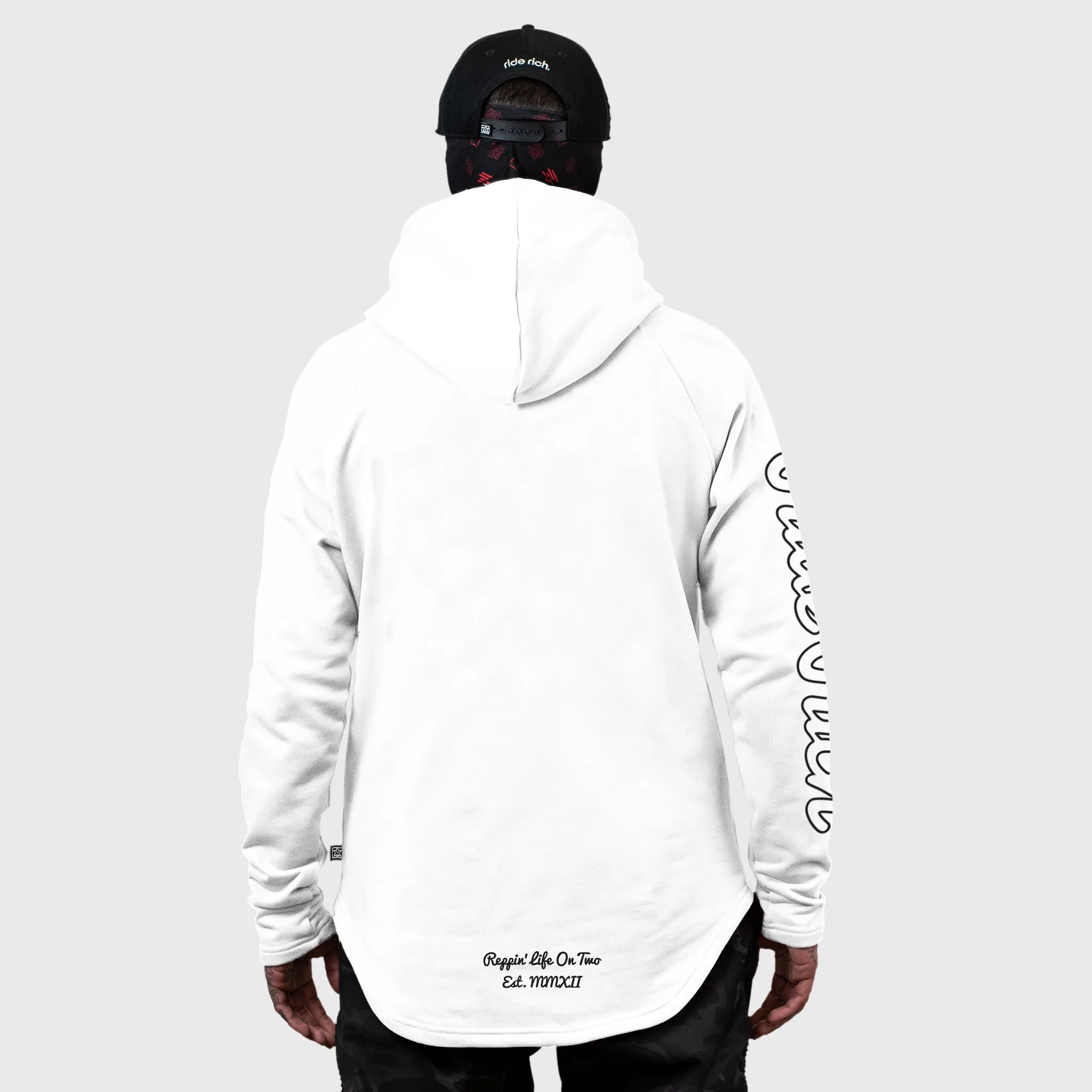 Rep Life On Two {Outline} Scoop Pullover Hoodie {White}