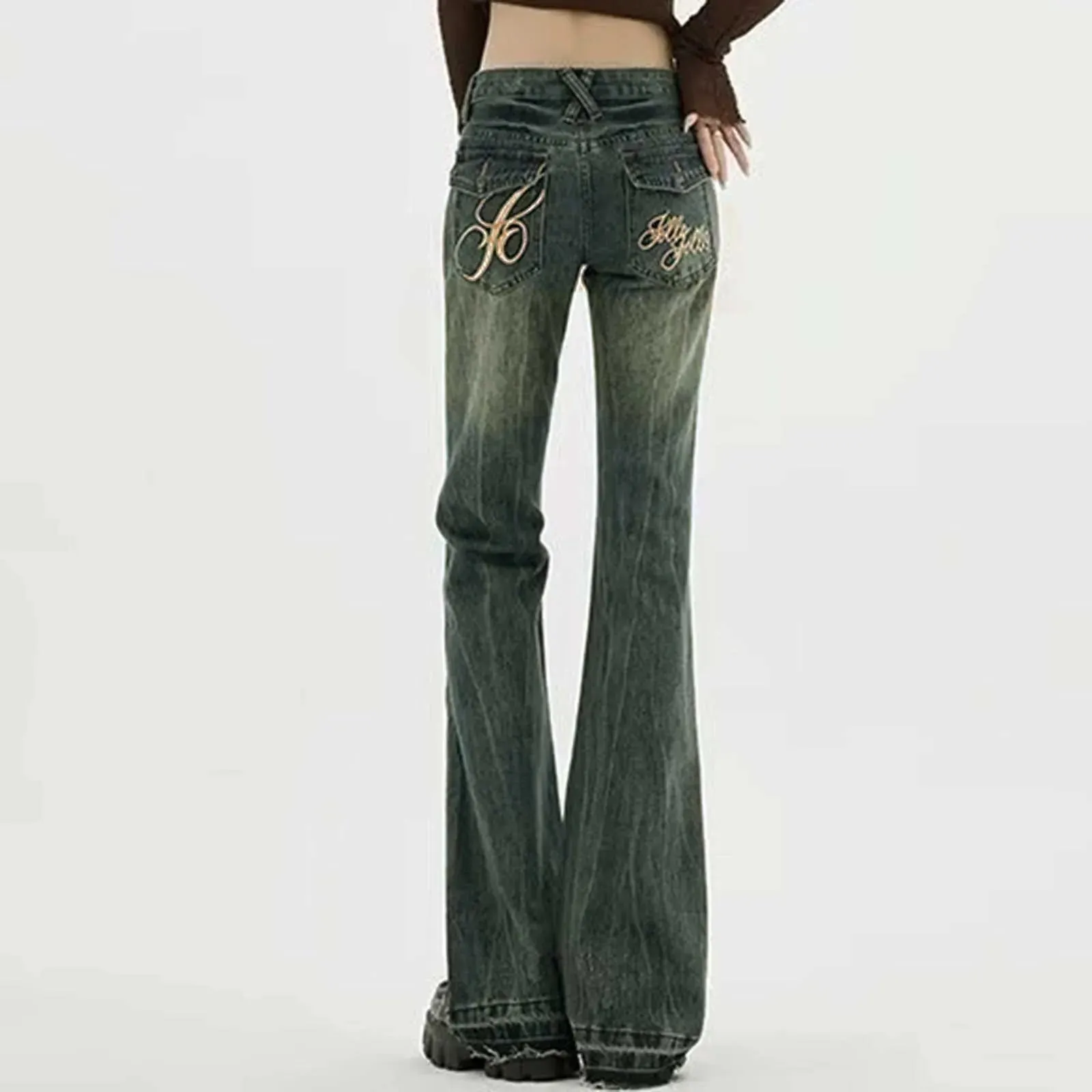 Retro High Waist Slim Fit Cargo Streetwear Jeans