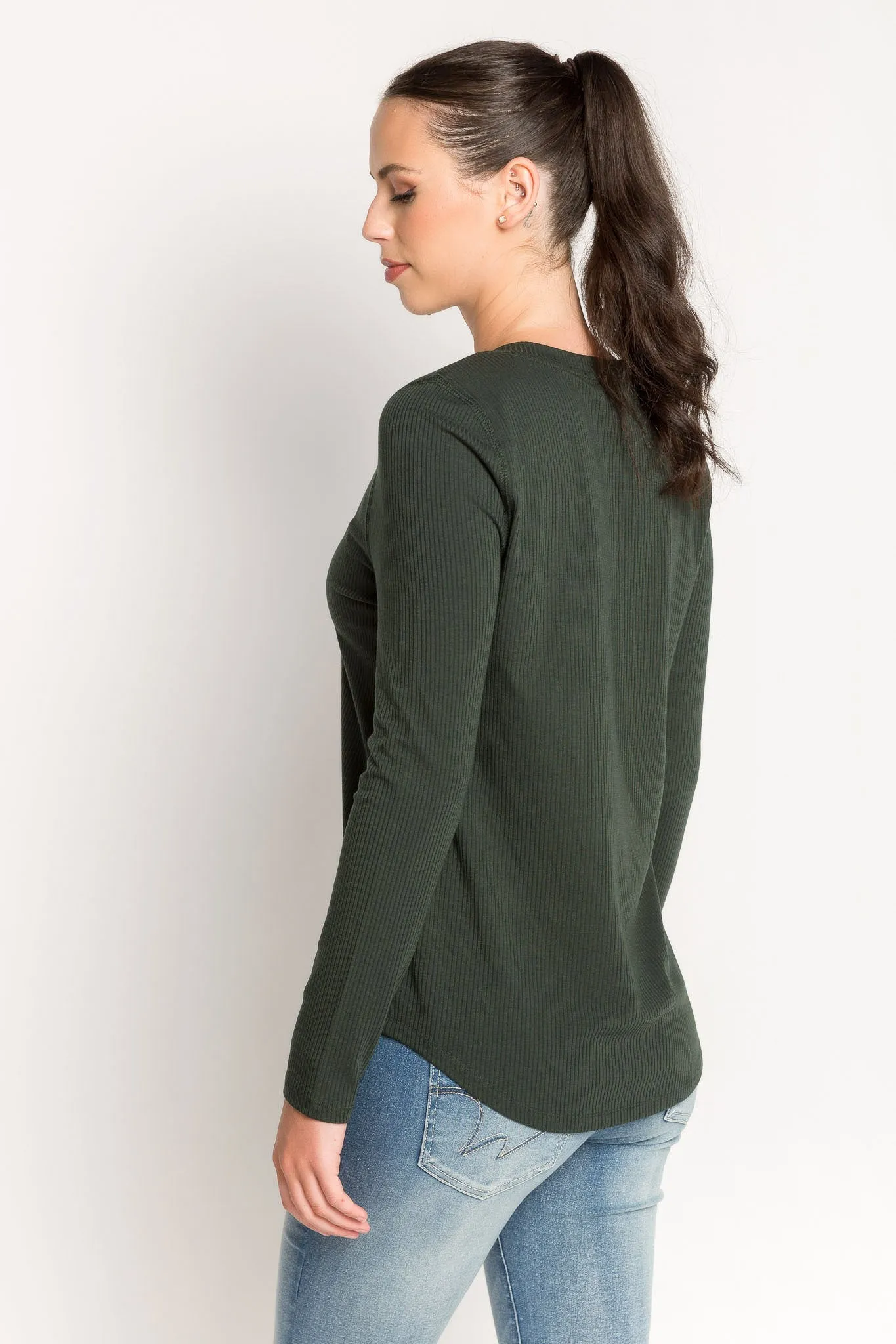 Ribbed Long-Sleeve Henley