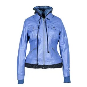 Riley Womens Wax Leather Jacket with Hoody