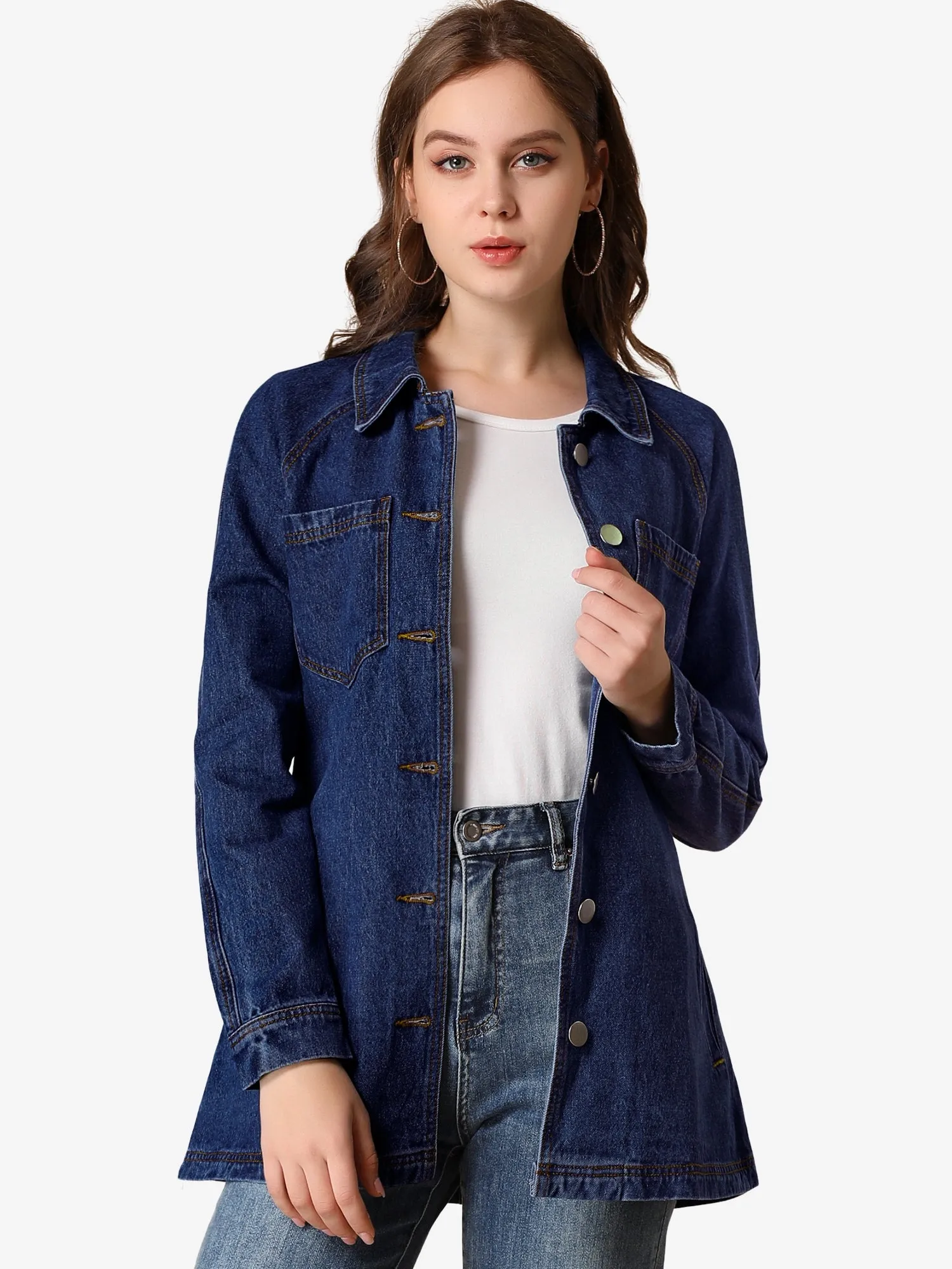 s Jean Button Up Long Sleeve Washed Casual Denim Jacket