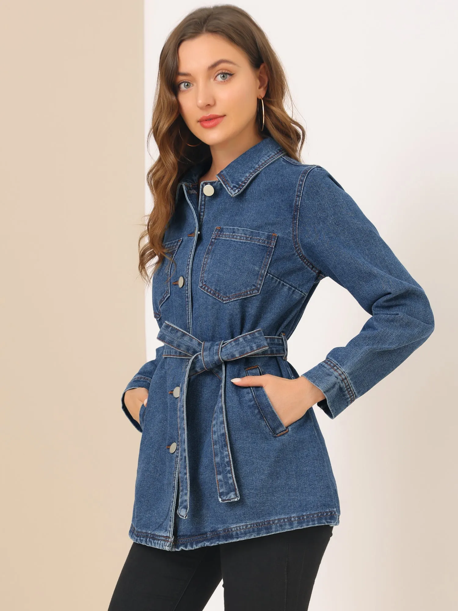 s Jean Button Up Long Sleeve Washed Casual Denim Jacket