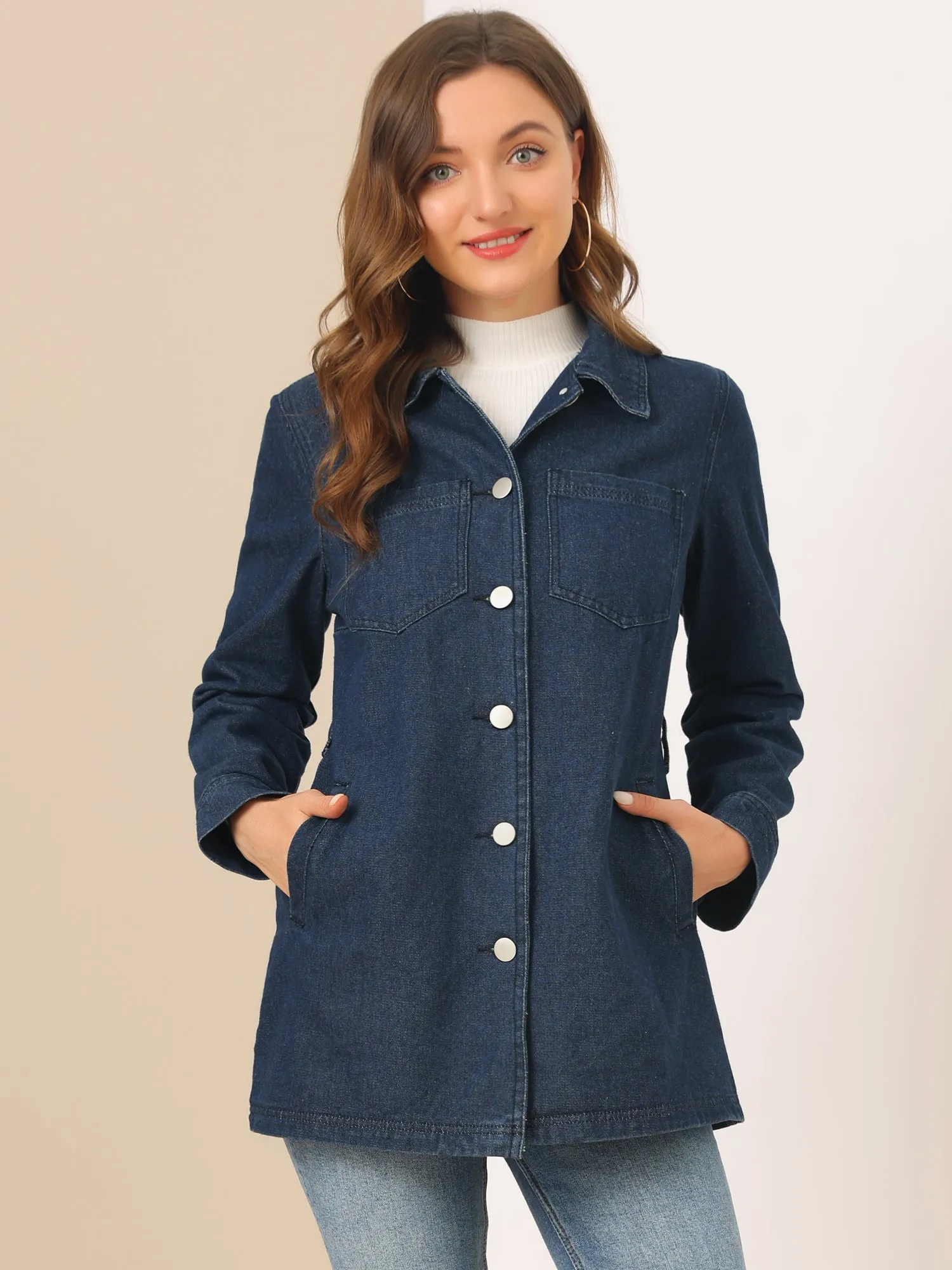 s Jean Button Up Long Sleeve Washed Casual Denim Jacket