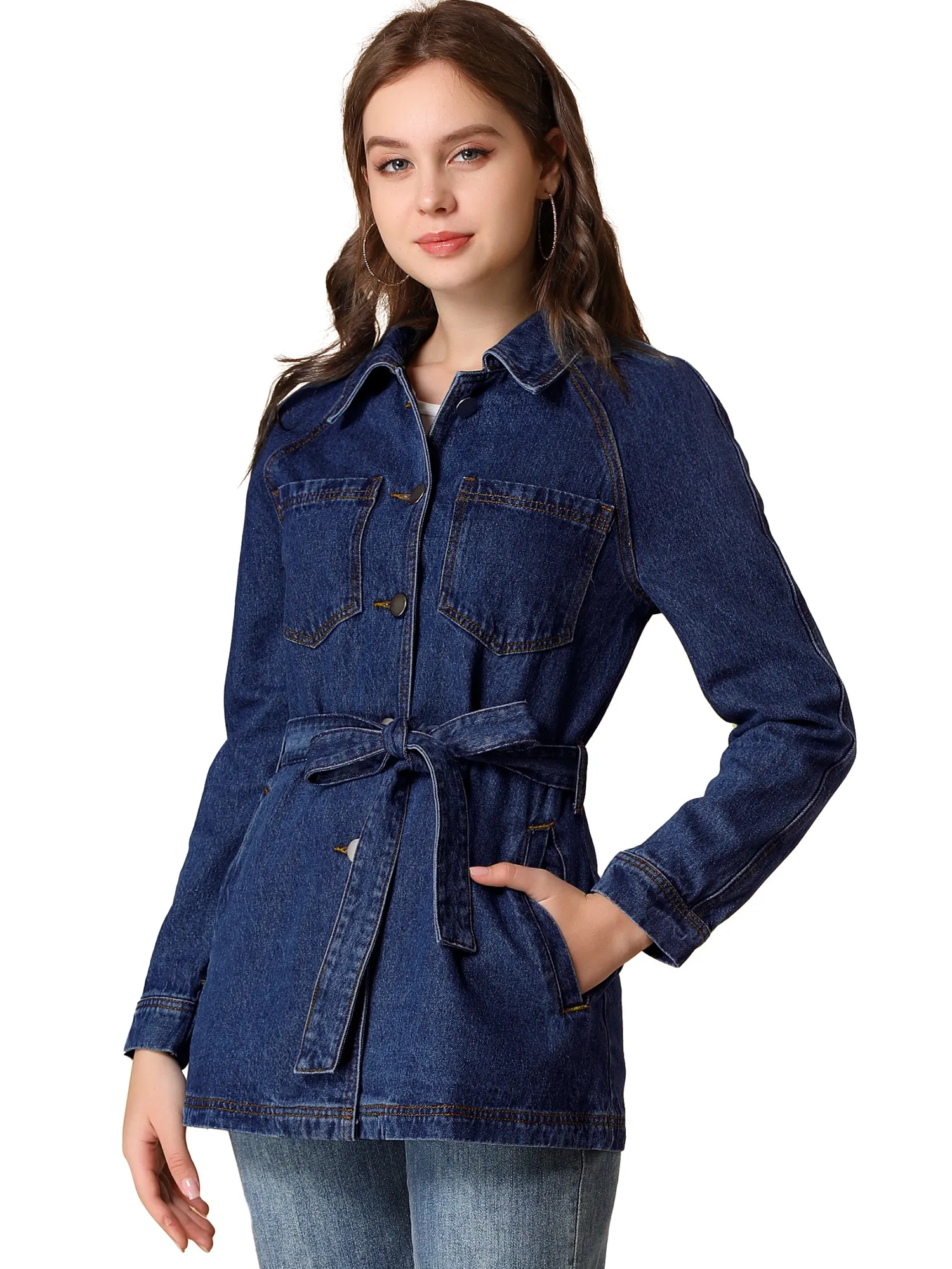 s Jean Button Up Long Sleeve Washed Casual Denim Jacket