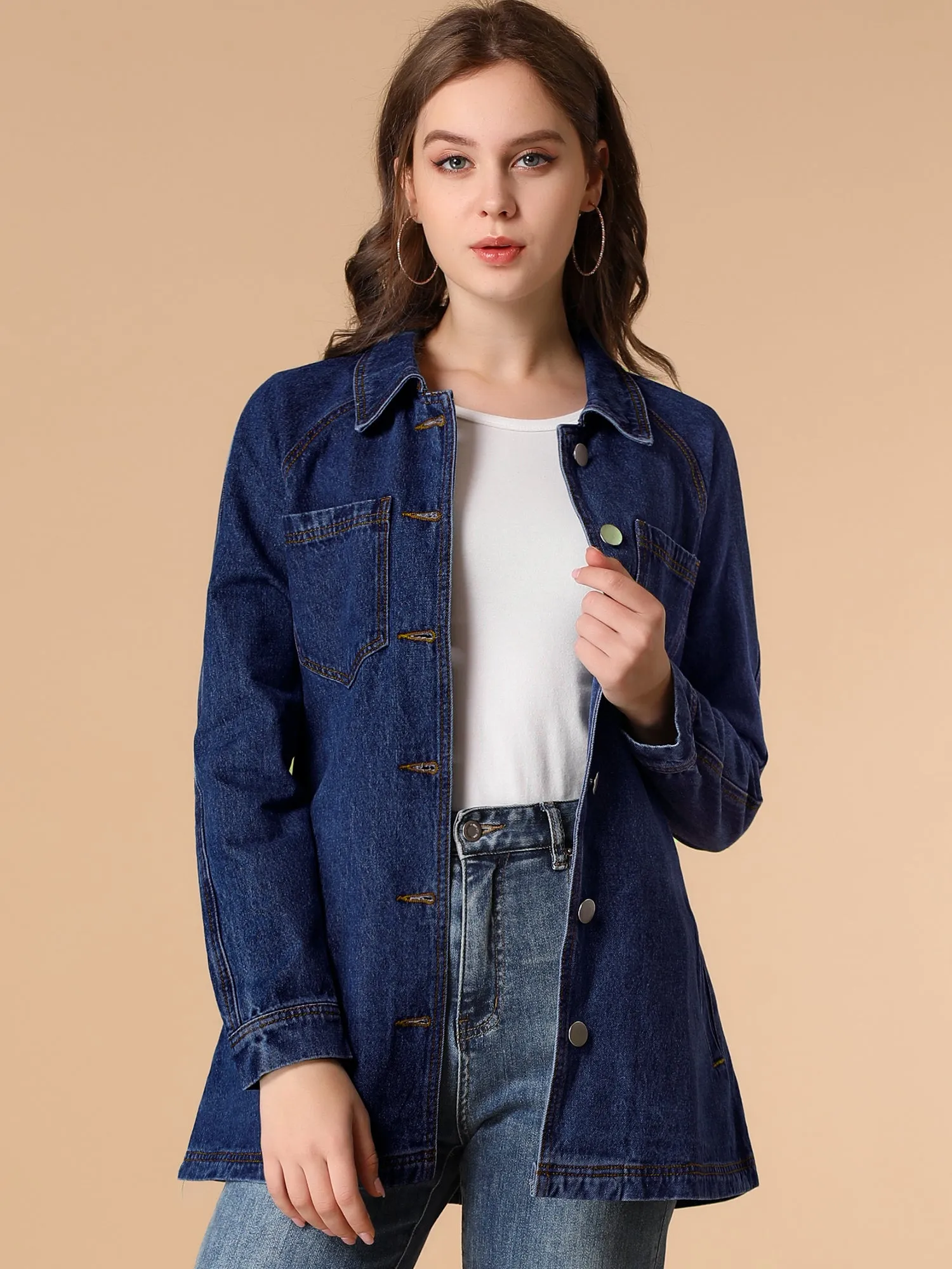 s Jean Button Up Long Sleeve Washed Casual Denim Jacket