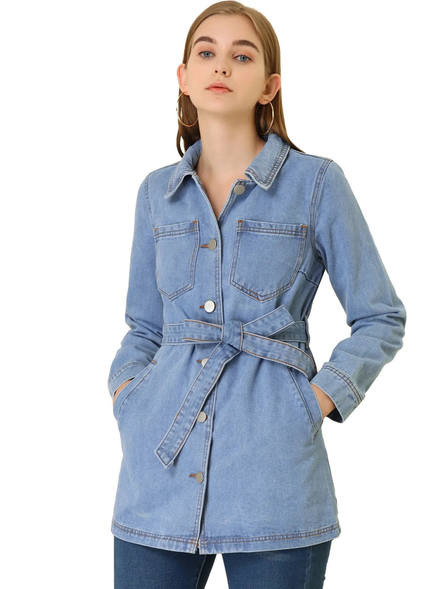 s Jean Button Up Long Sleeve Washed Casual Denim Jacket