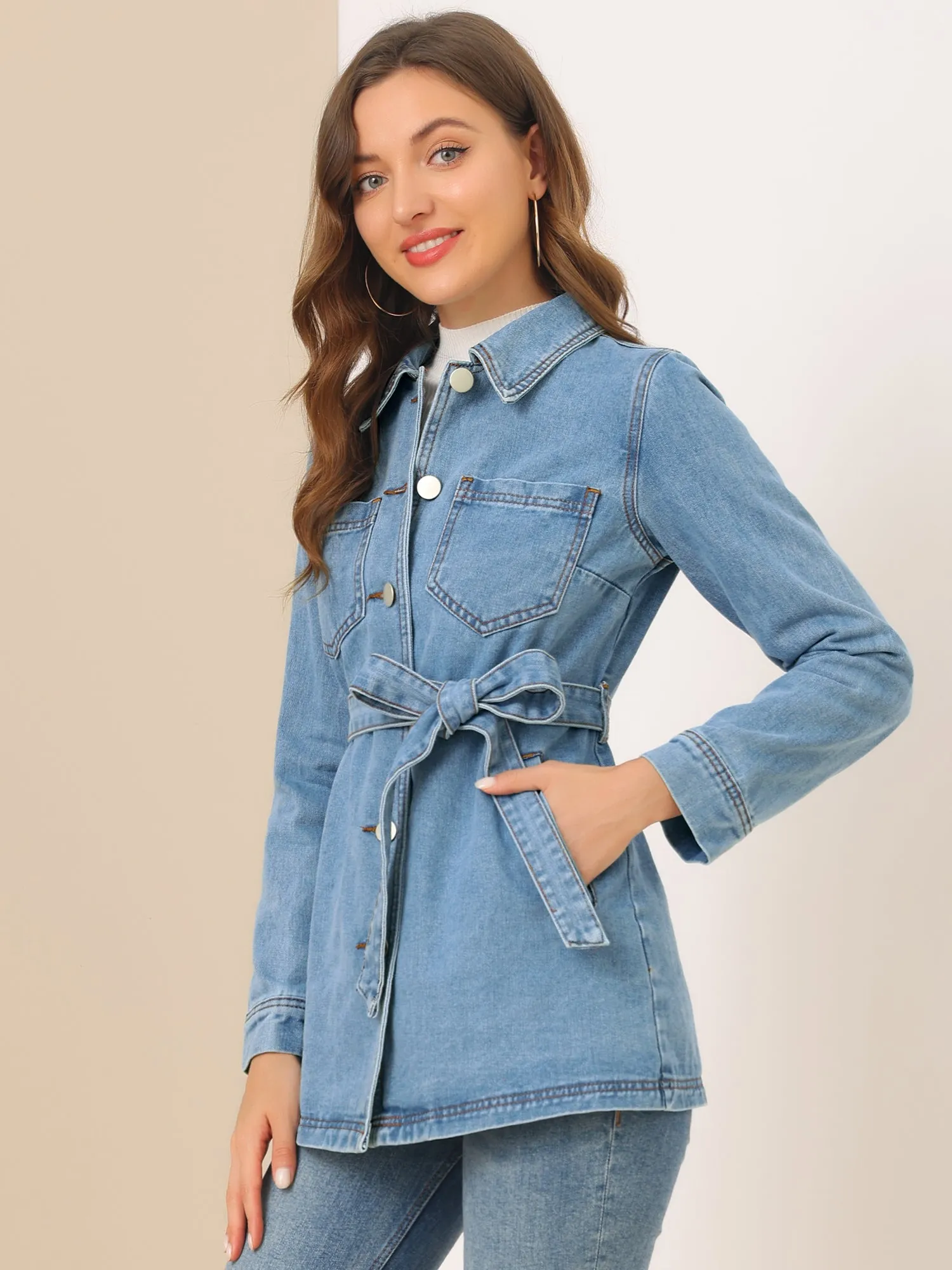 s Jean Button Up Long Sleeve Washed Casual Denim Jacket