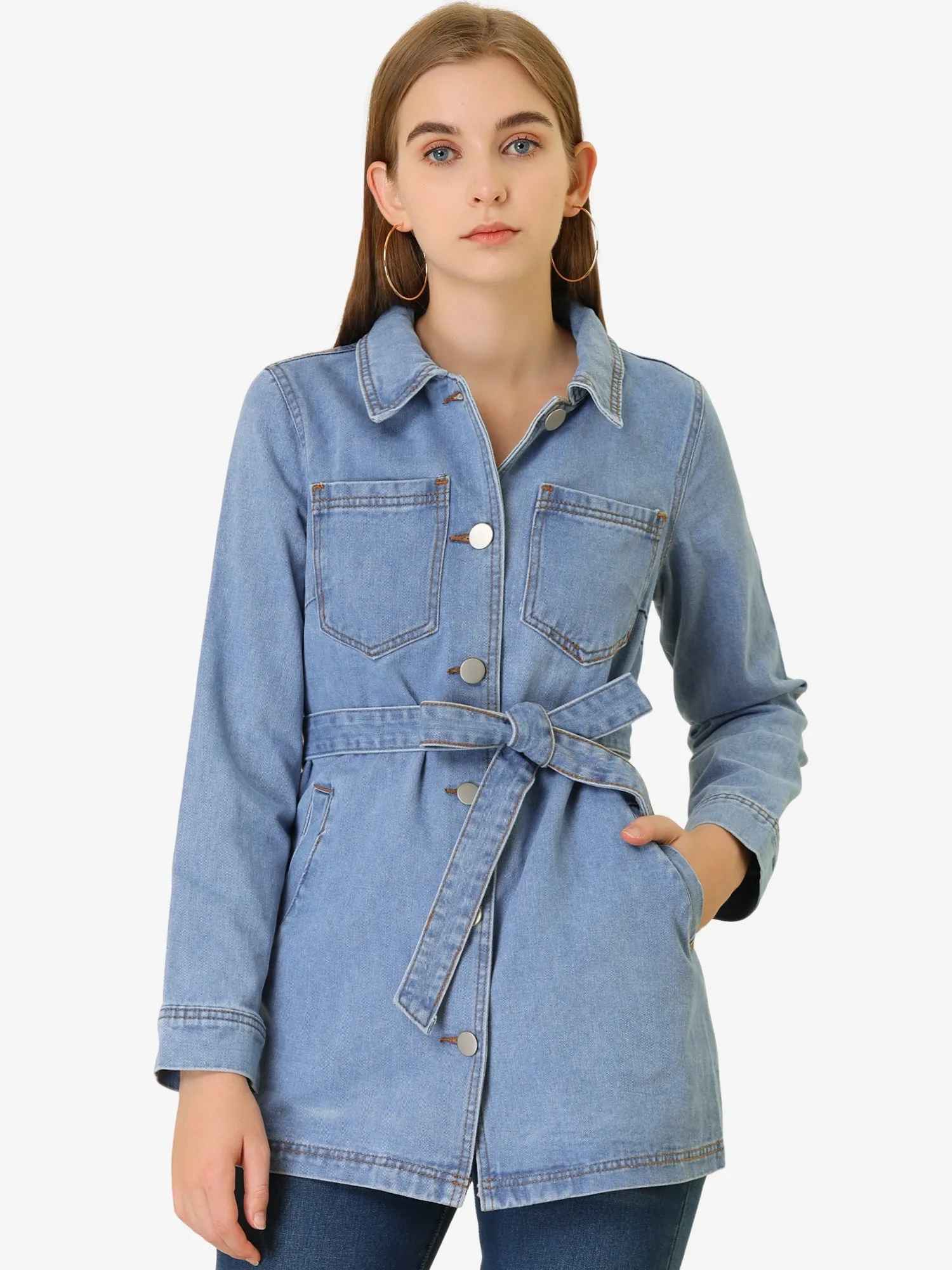 s Jean Button Up Long Sleeve Washed Casual Denim Jacket