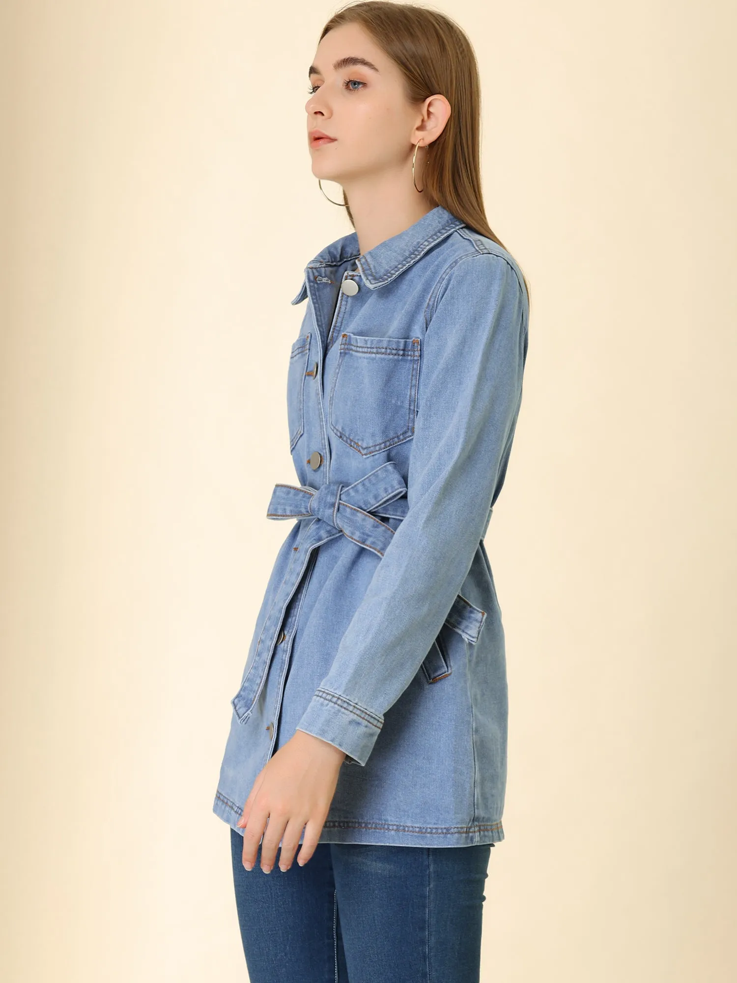 s Jean Button Up Long Sleeve Washed Casual Denim Jacket