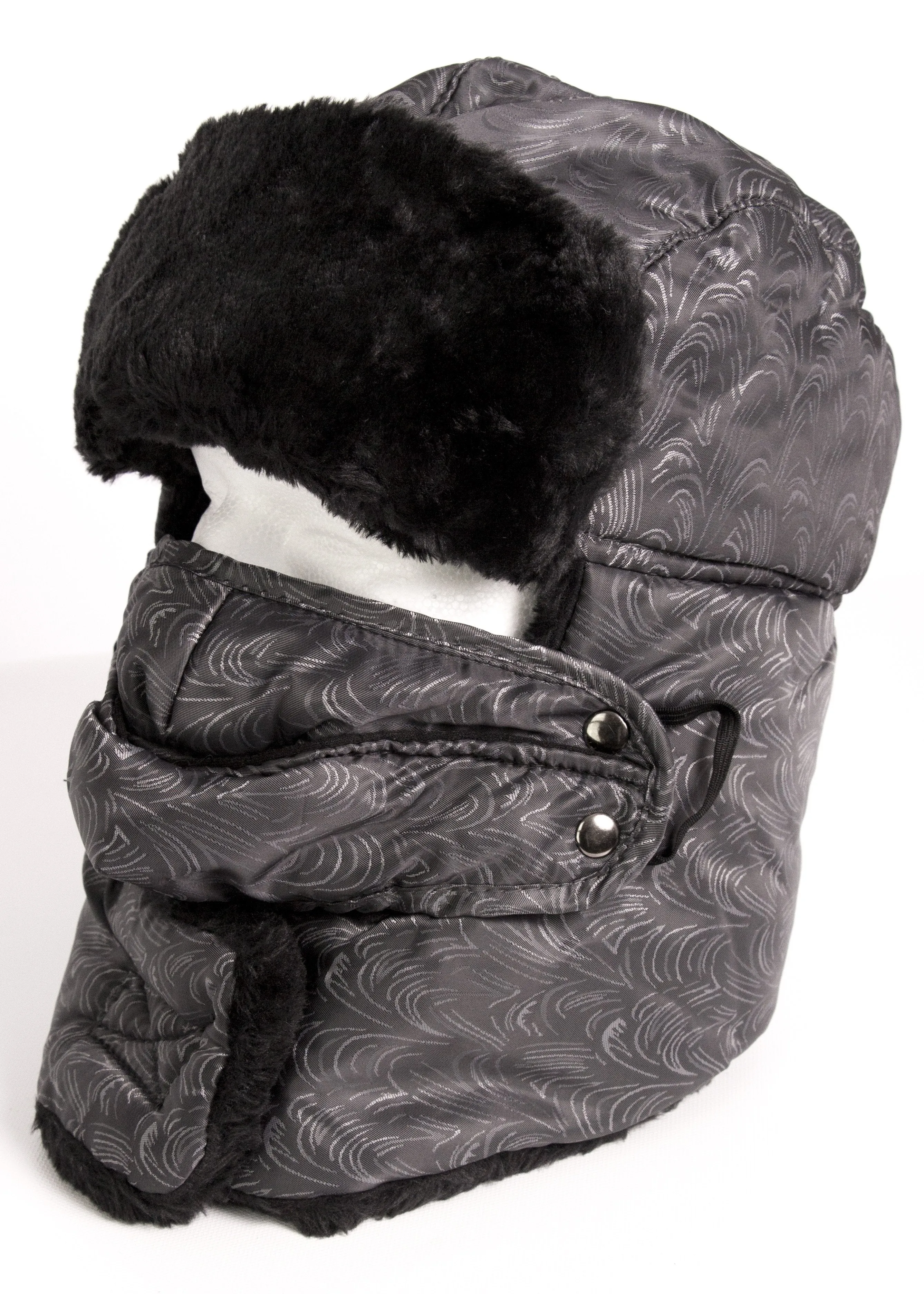 Sakkas Alex Unisex  Ushanka Faux Fur Windproof Trapper Aviator Hat Removable Mask