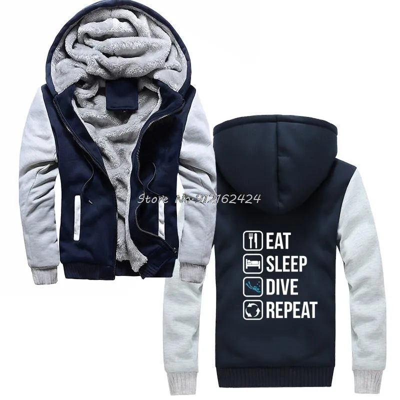 Scuba diving Hoodie for Men | Zippe 'Eat, Sleep, Dive, Repeat'