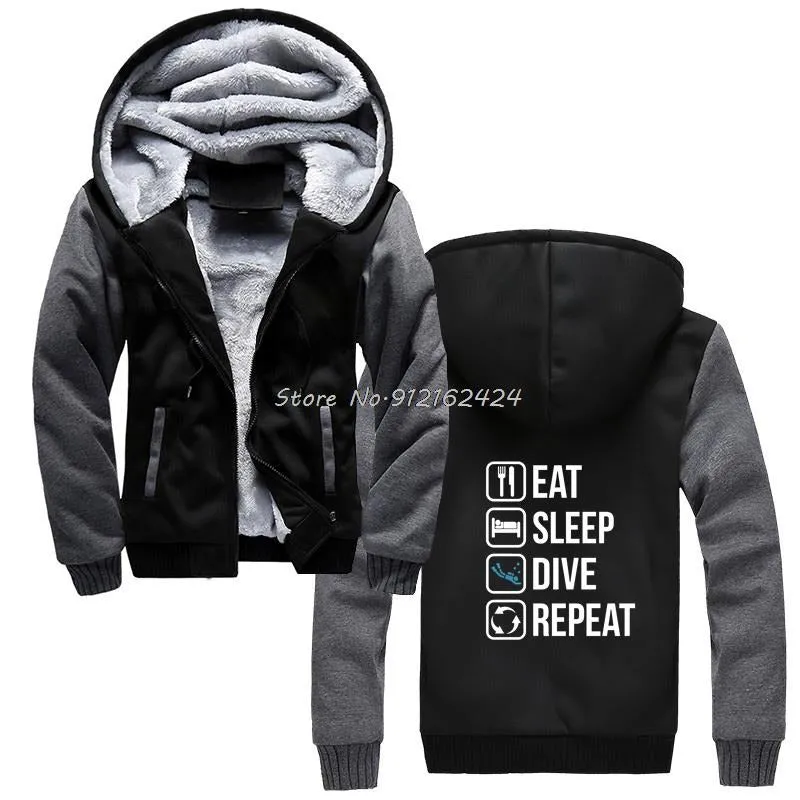 Scuba diving Hoodie for Men | Zippe 'Eat, Sleep, Dive, Repeat'