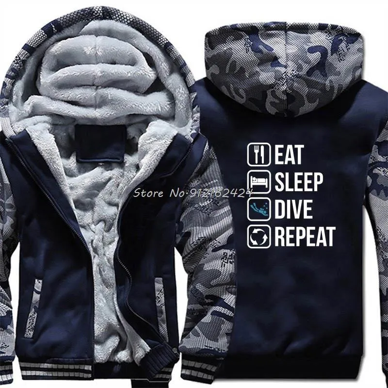 Scuba diving Hoodie for Men | Zippe 'Eat, Sleep, Dive, Repeat'