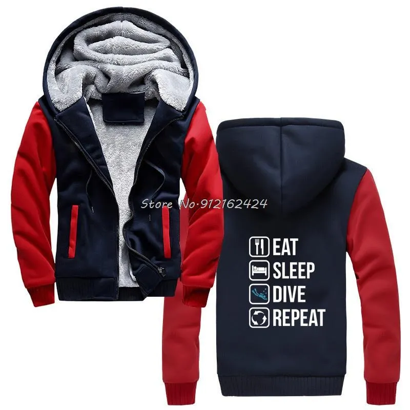 Scuba diving Hoodie for Men | Zippe 'Eat, Sleep, Dive, Repeat'