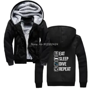 Scuba diving Hoodie for Men | Zippe 'Eat, Sleep, Dive, Repeat'