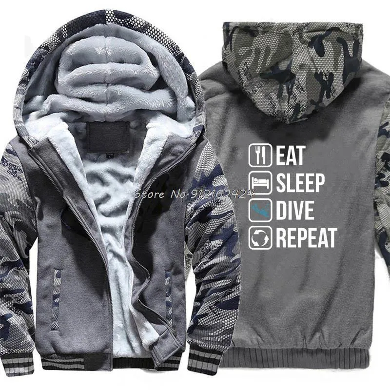 Scuba diving Hoodie for Men | Zippe 'Eat, Sleep, Dive, Repeat'