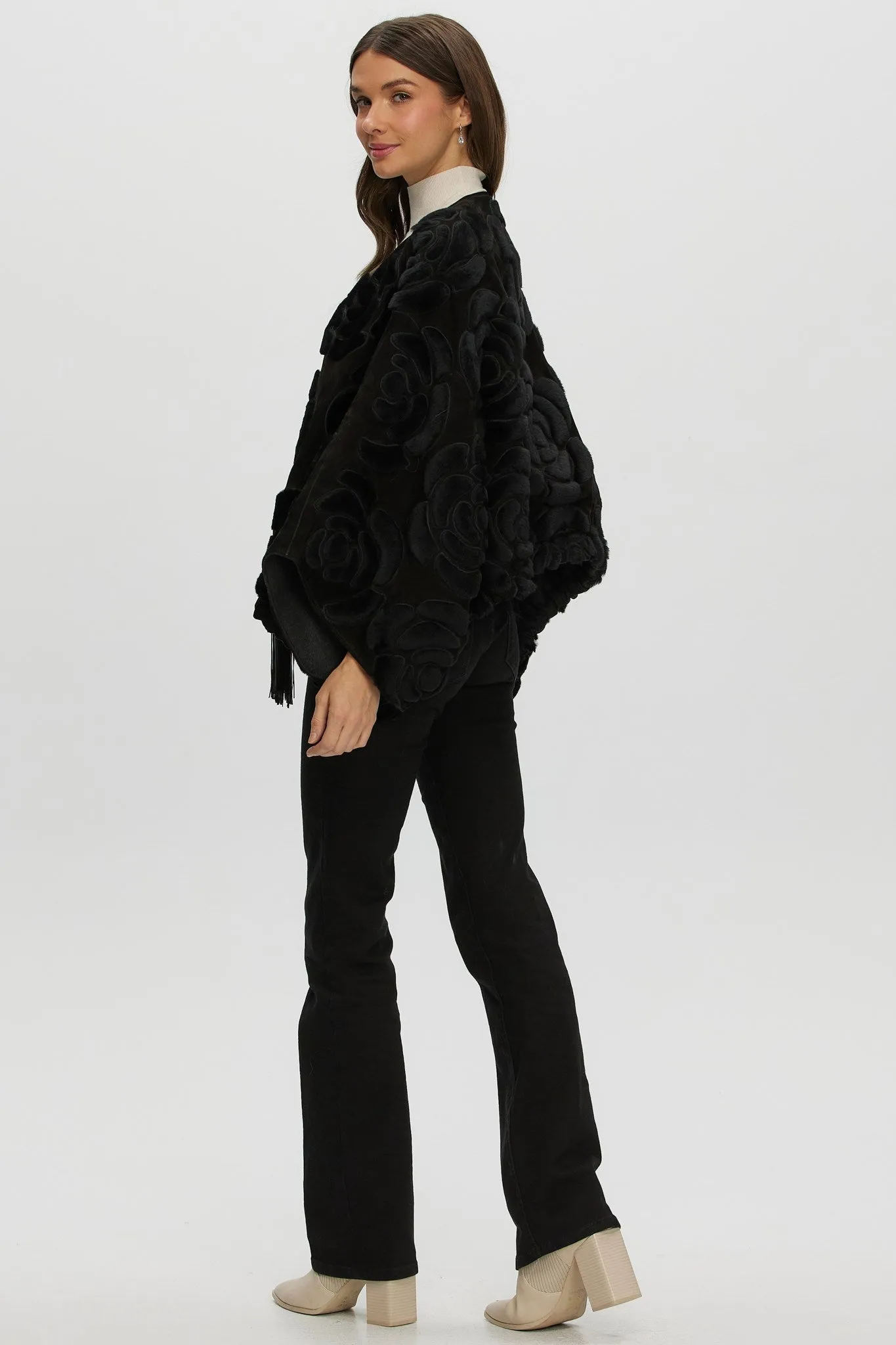 Select Shearling/Suede Lamb Floral Embroidered Jacket Reversible To Loro Piana Cashmere & Wool