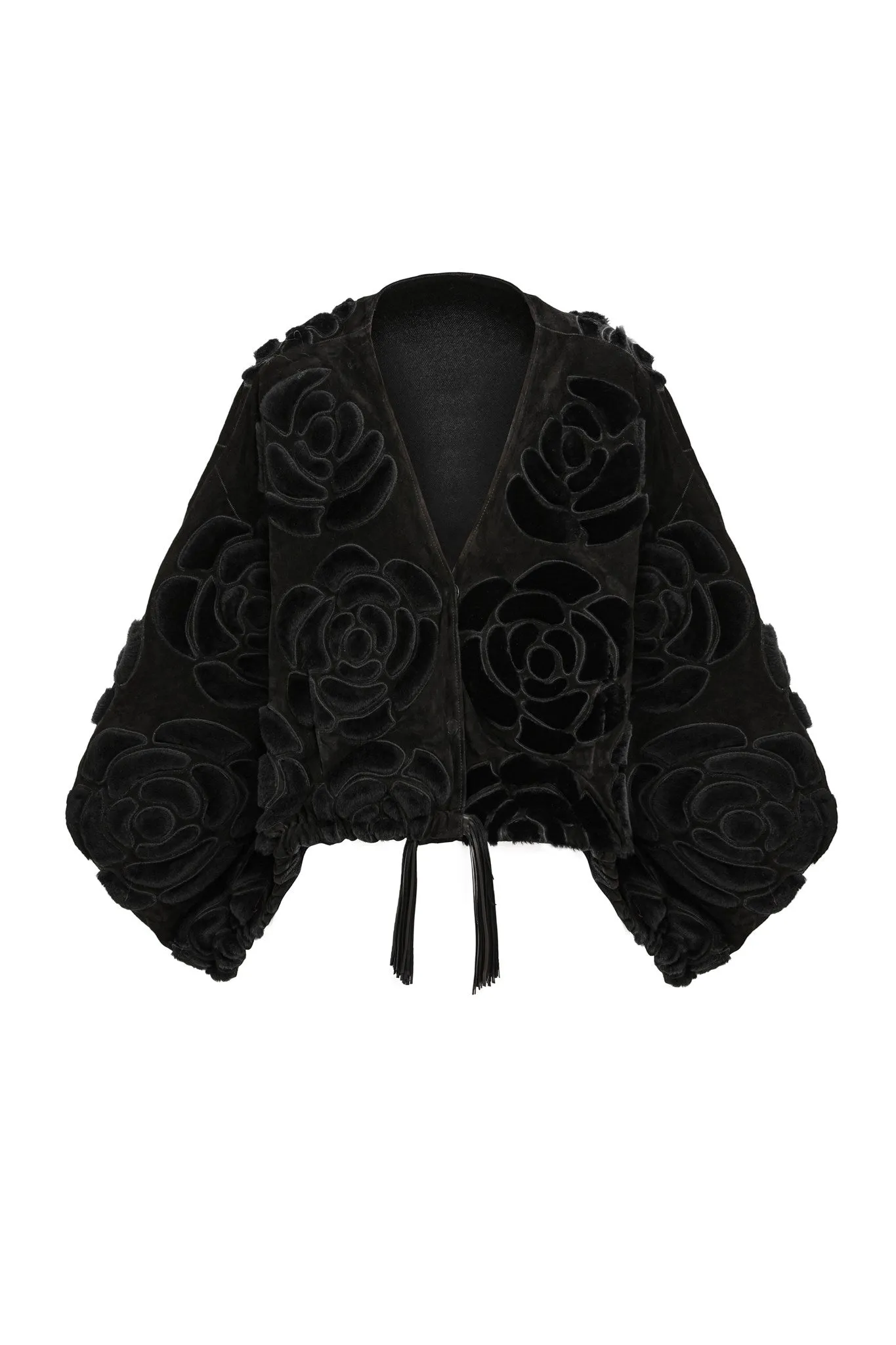 Select Shearling/Suede Lamb Floral Embroidered Jacket Reversible To Loro Piana Cashmere & Wool