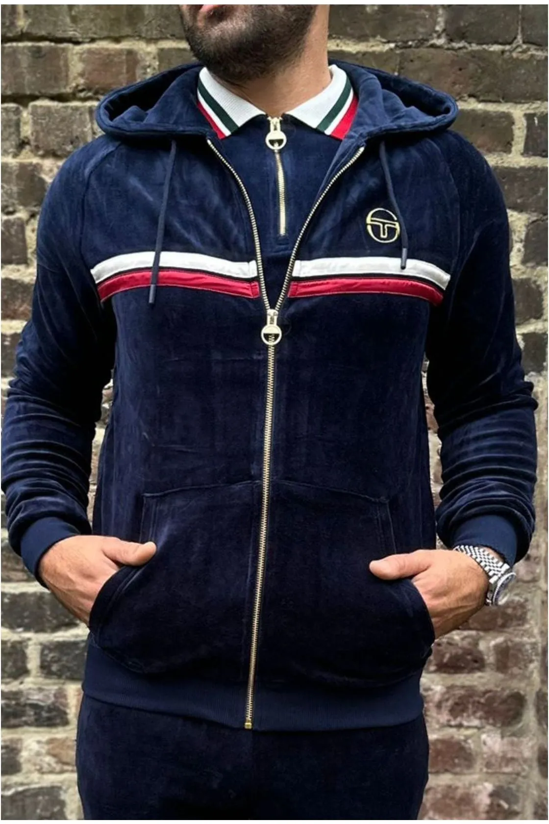 Sergio Tacchini - Dallas Velour Zip Maritime Blue - Hoodie