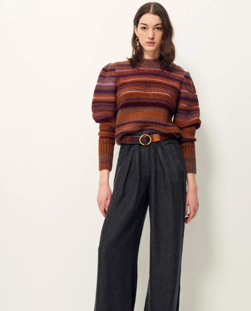 Sessun Tolosa Sunset Stripe Puff Sleeve Knit