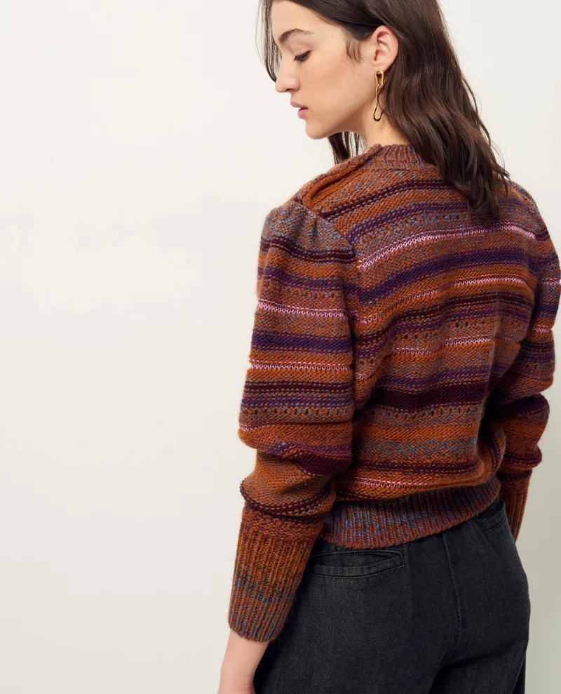 Sessun Tolosa Sunset Stripe Puff Sleeve Knit