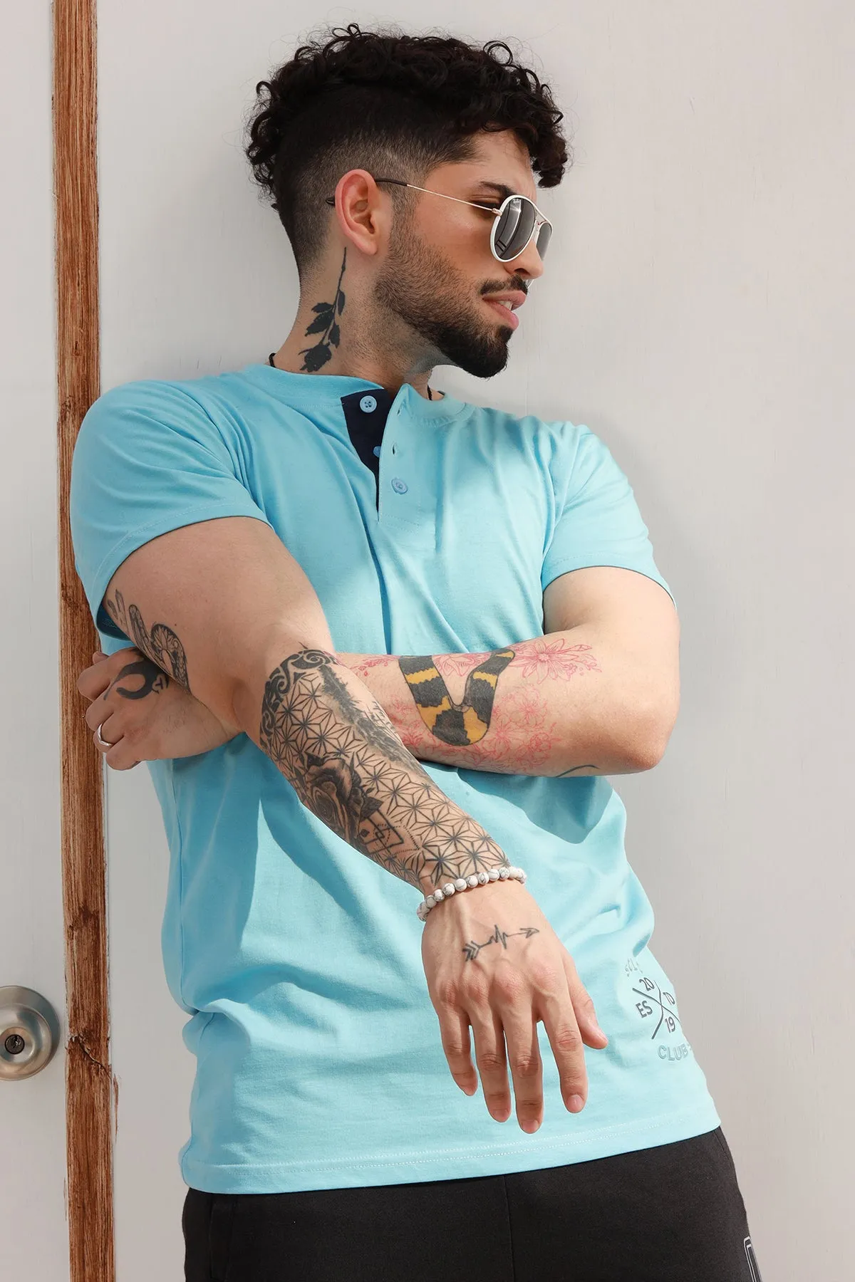 Sky Henley EST T-Shirt - P22 - MT0138R