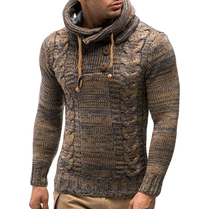 Slim Turtleneck Hooded Thick Sweater