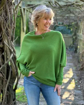 Soft Knit Asymmetric Jumper - Fir Green