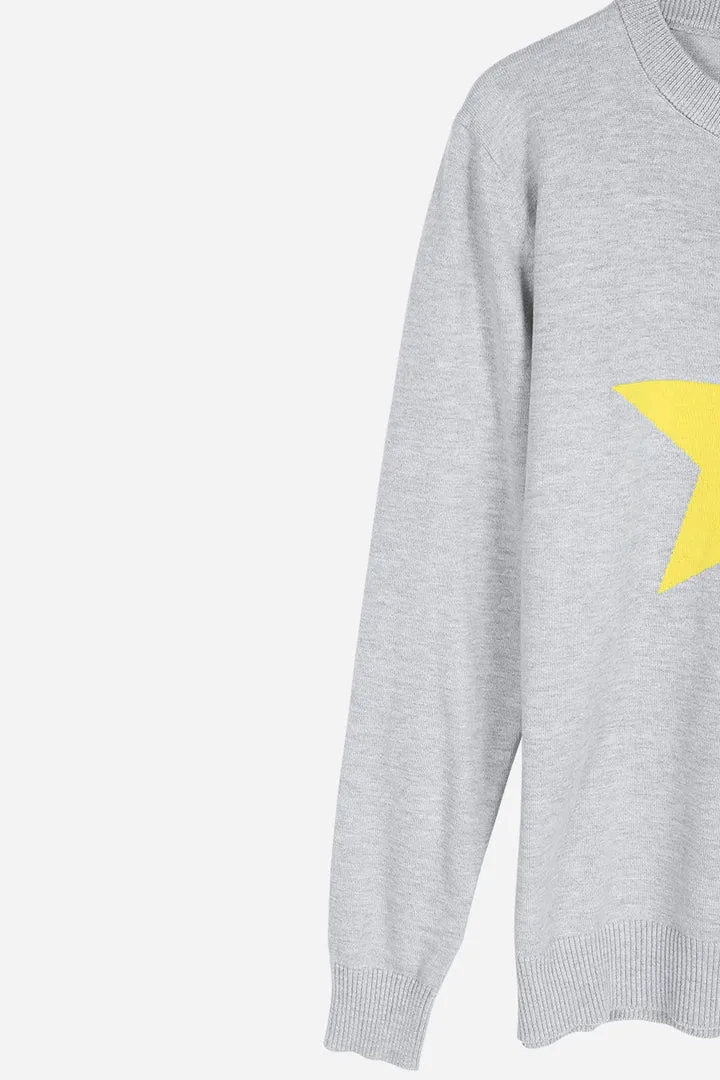 Statement Star Jumper - Grey/Yellow