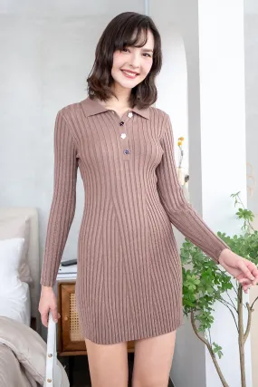 STEFF POLO DRESS IN MOCHA