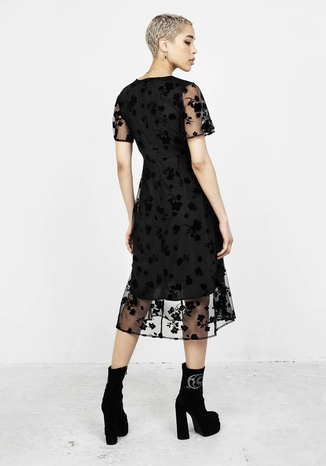 STEVIE FLOCKED MIDI DRESS