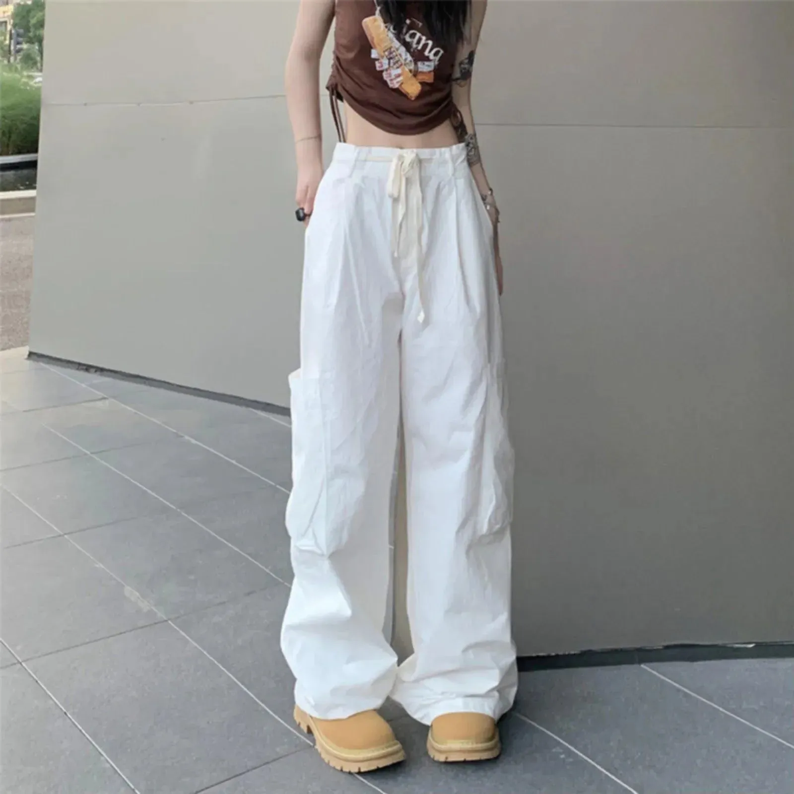 Streetwear Hip Sweat Drawstring Casual Loose Wide Baggy Pants