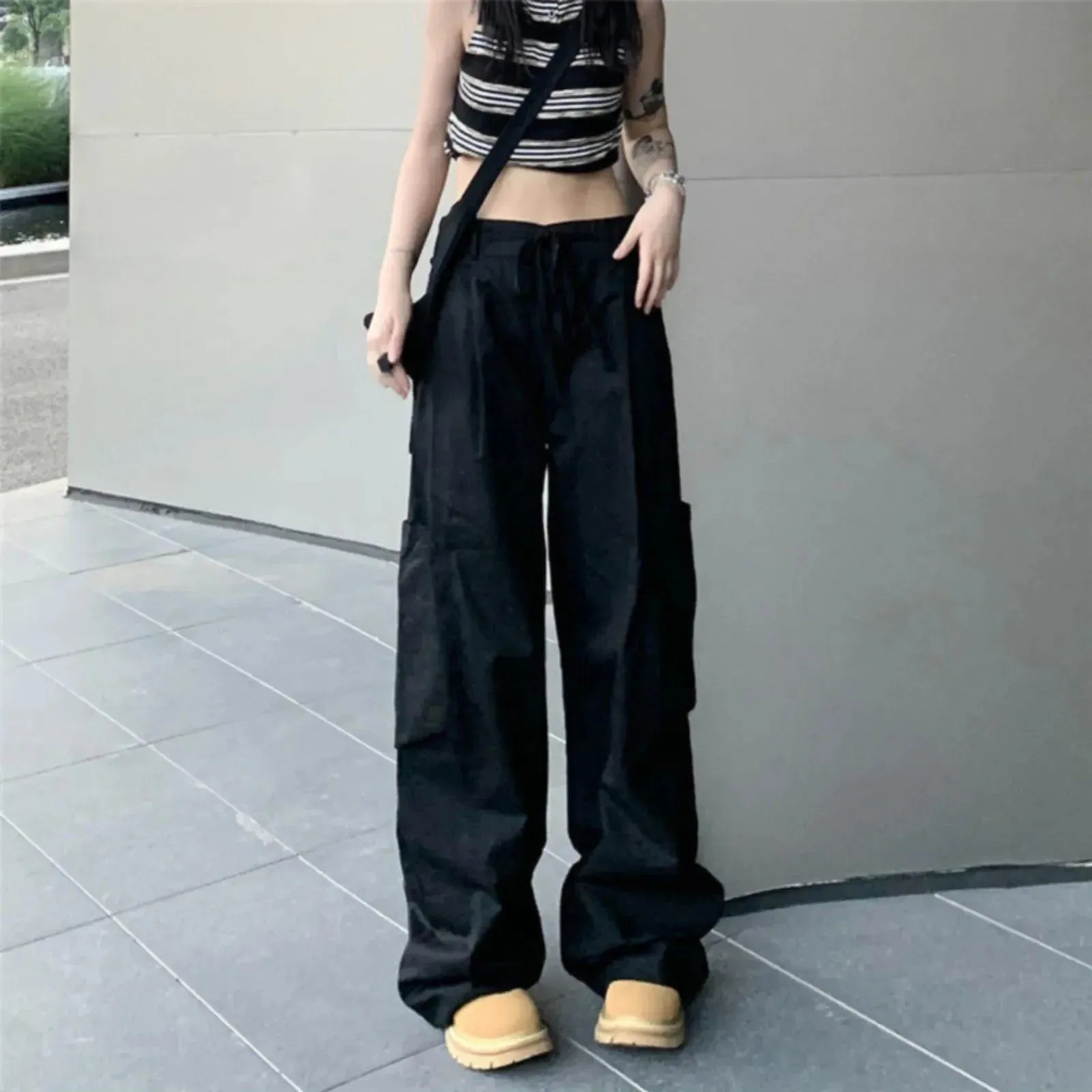 Streetwear Hip Sweat Drawstring Casual Loose Wide Baggy Pants