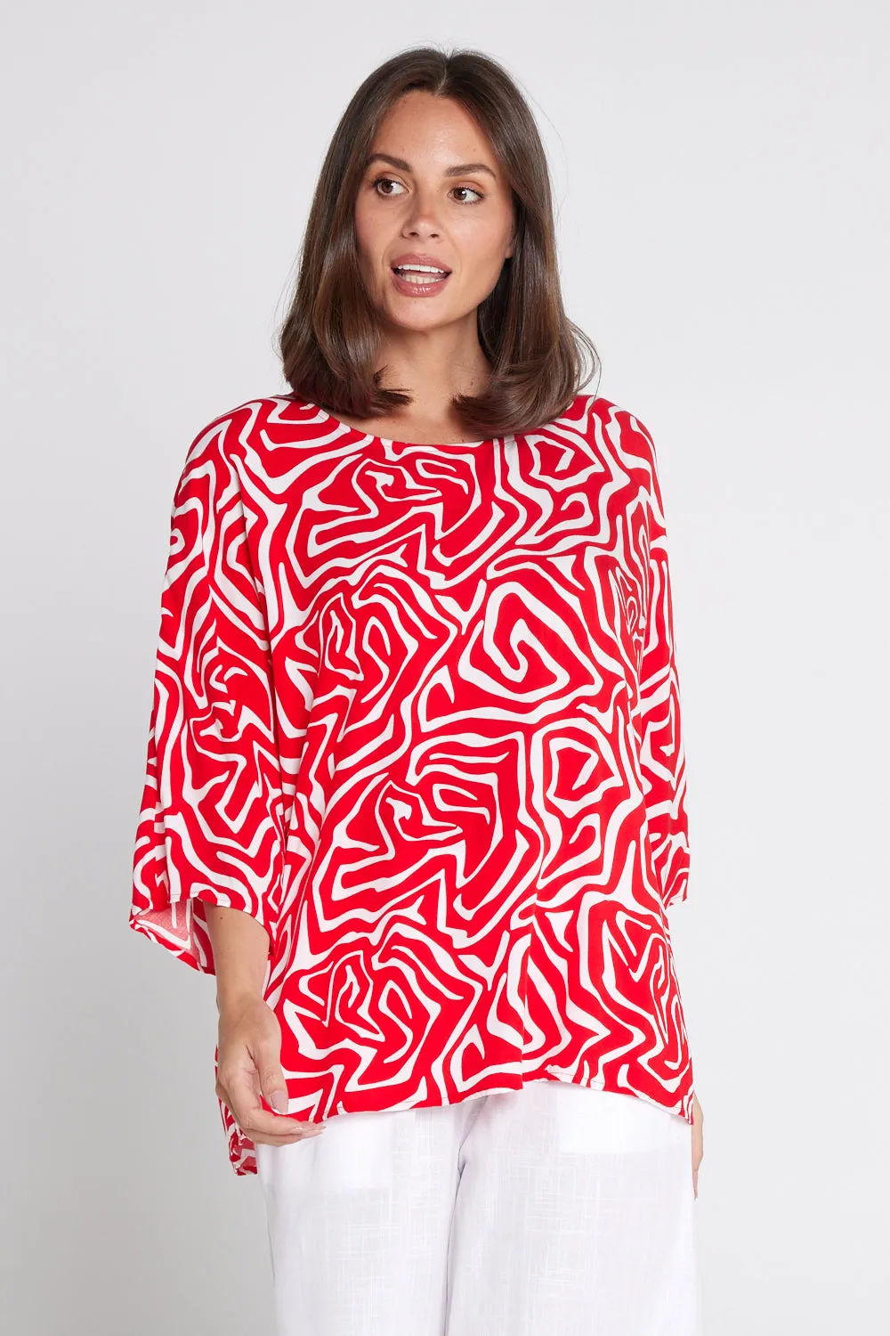 Summer Ease Top - Red/White Swirl