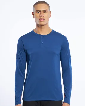 SuperSilva Henley Long Sleeve T-Shirt Navy