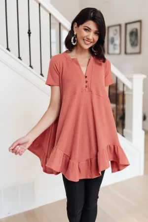 Sweet Breeze Tunic Dress in Rust