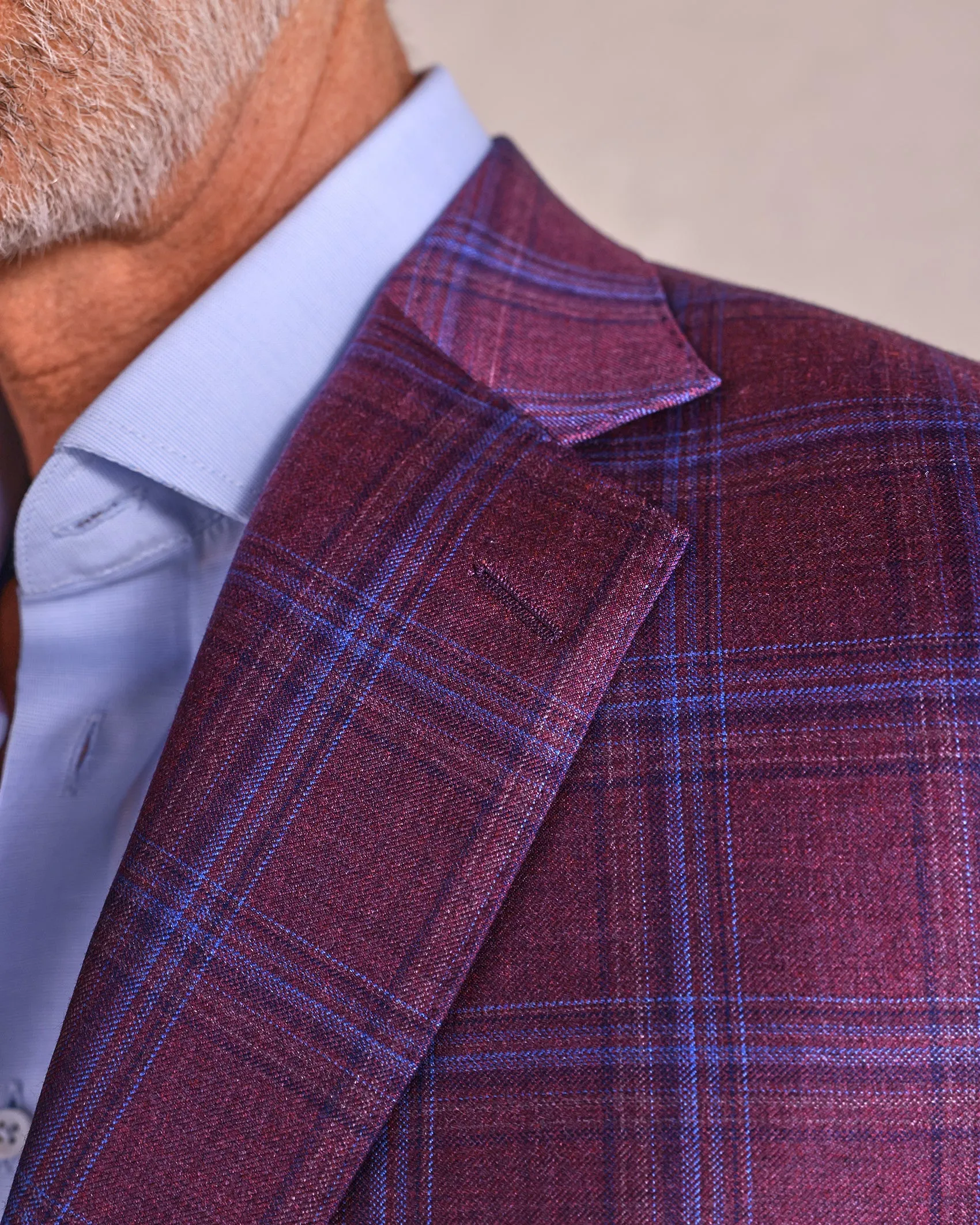 The Carter - Multi Check Sport Coat - Dark Red/Dark Blue