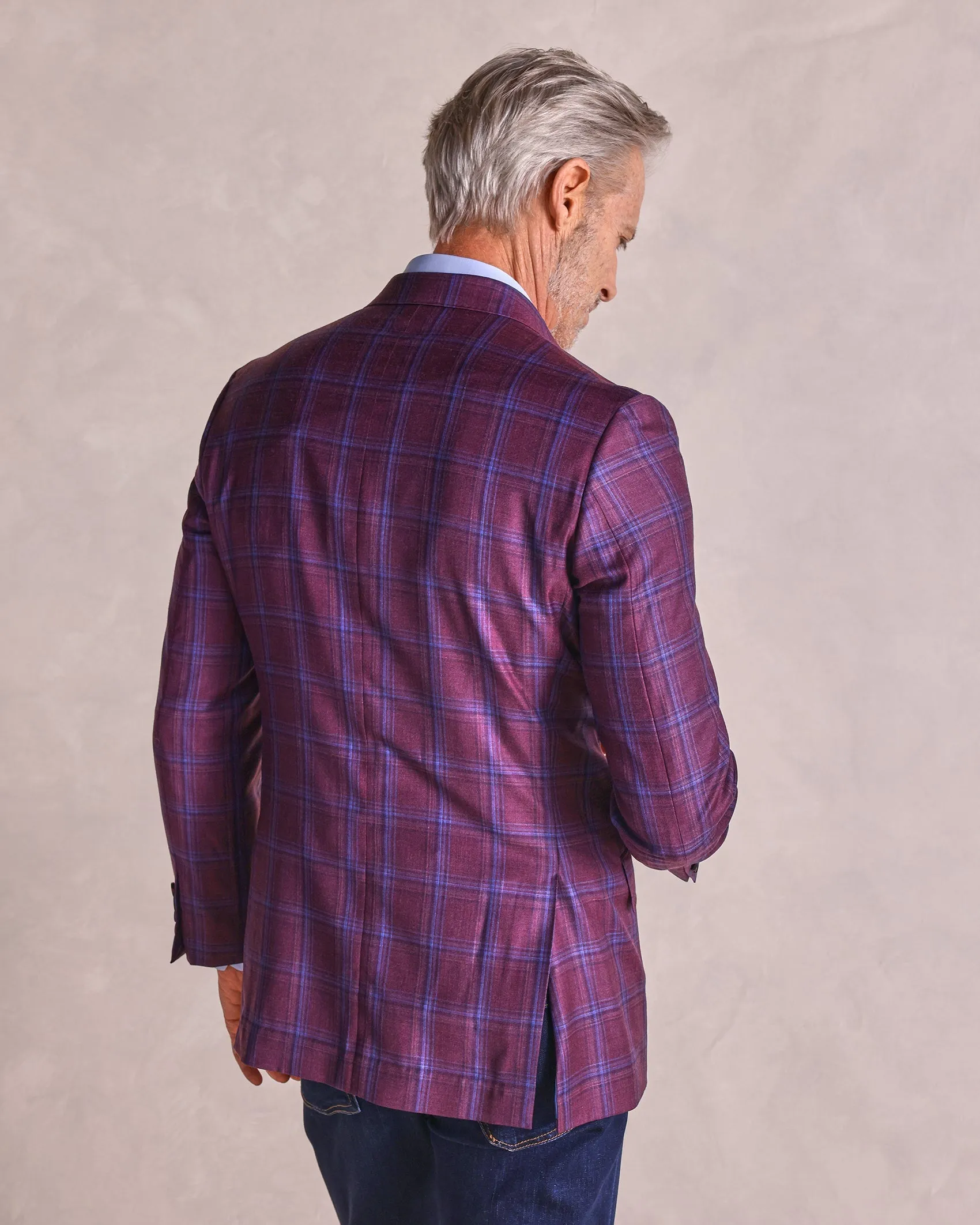 The Carter - Multi Check Sport Coat - Dark Red/Dark Blue