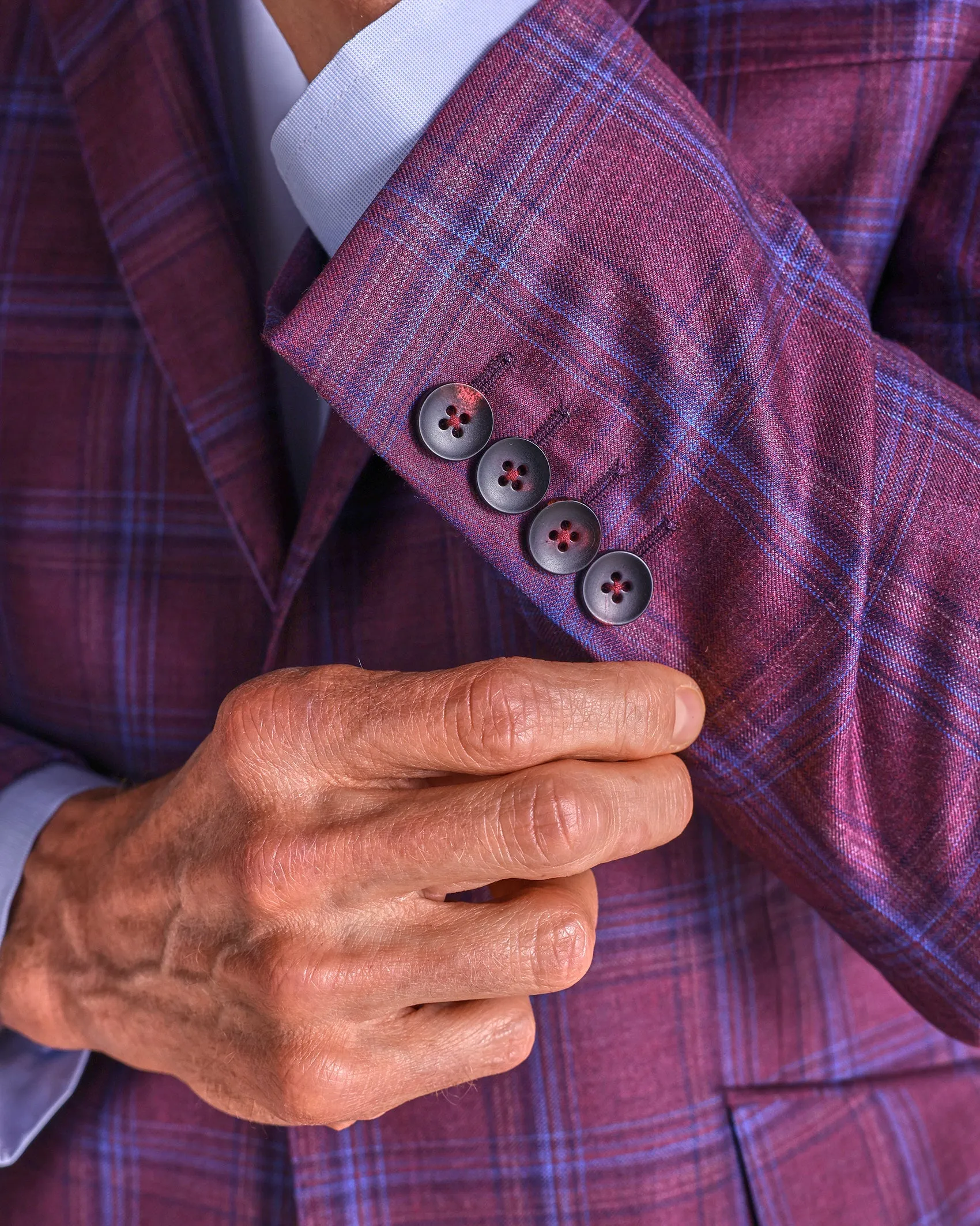 The Carter - Multi Check Sport Coat - Dark Red/Dark Blue