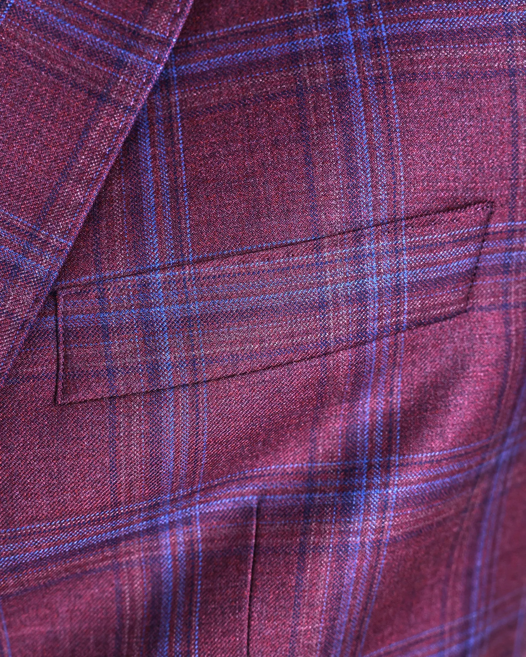 The Carter - Multi Check Sport Coat - Dark Red/Dark Blue