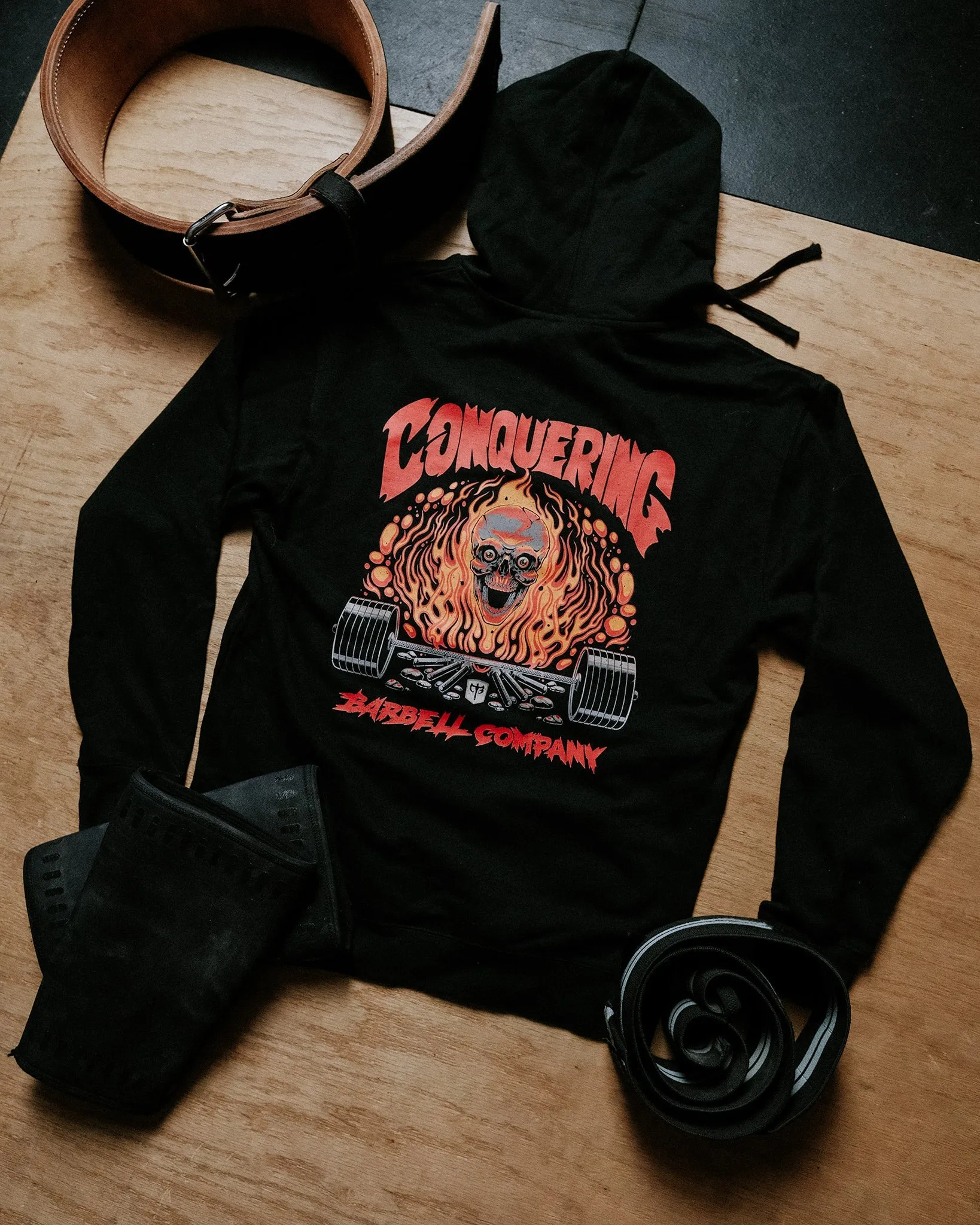 The Flaming Skull - on Black Pullover Hoodie