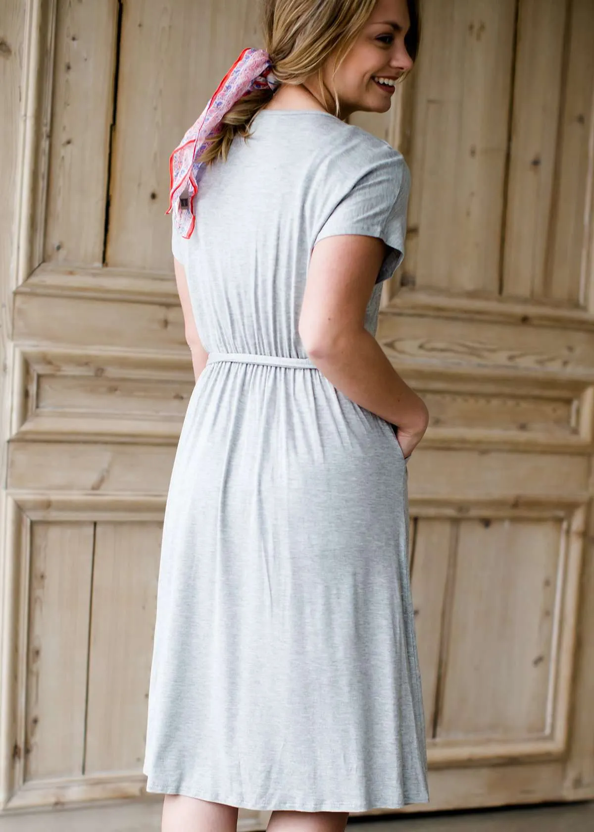 Tie Waist Knit Midi Dress