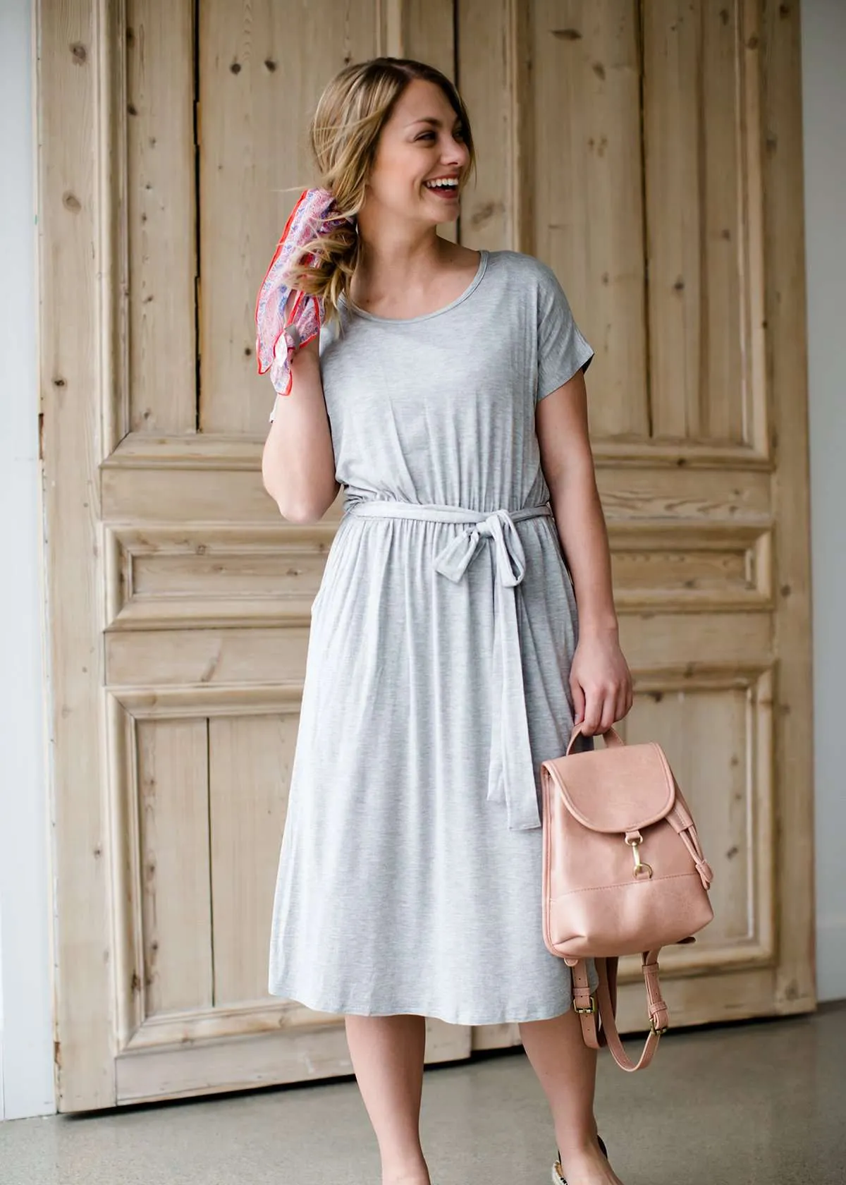 Tie Waist Knit Midi Dress