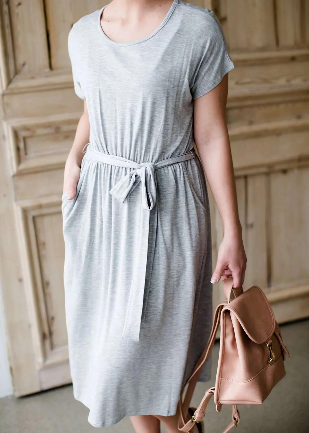 Tie Waist Knit Midi Dress