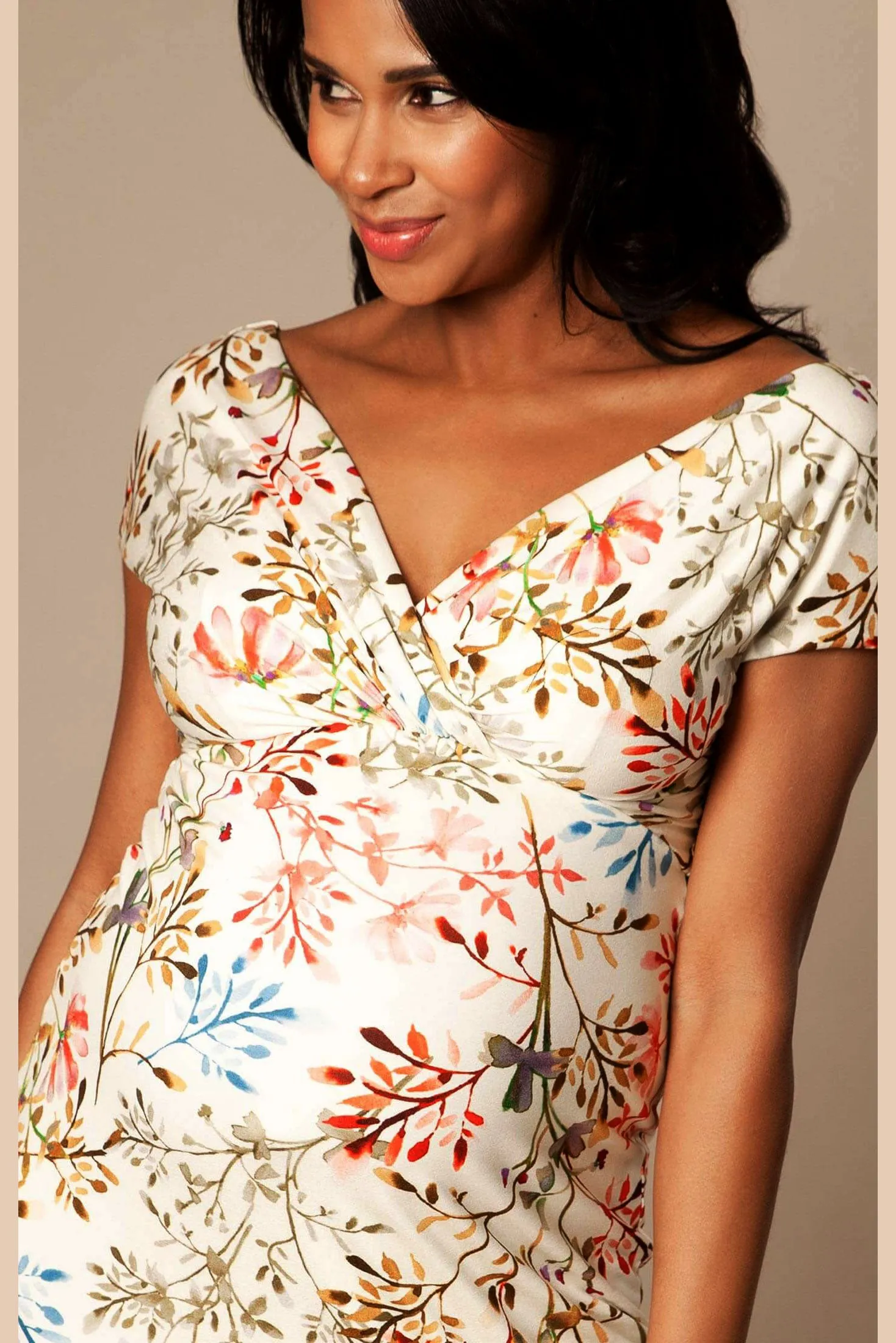 Tiffany Rose Bardot Maternity Dress in Watercolour Meadow