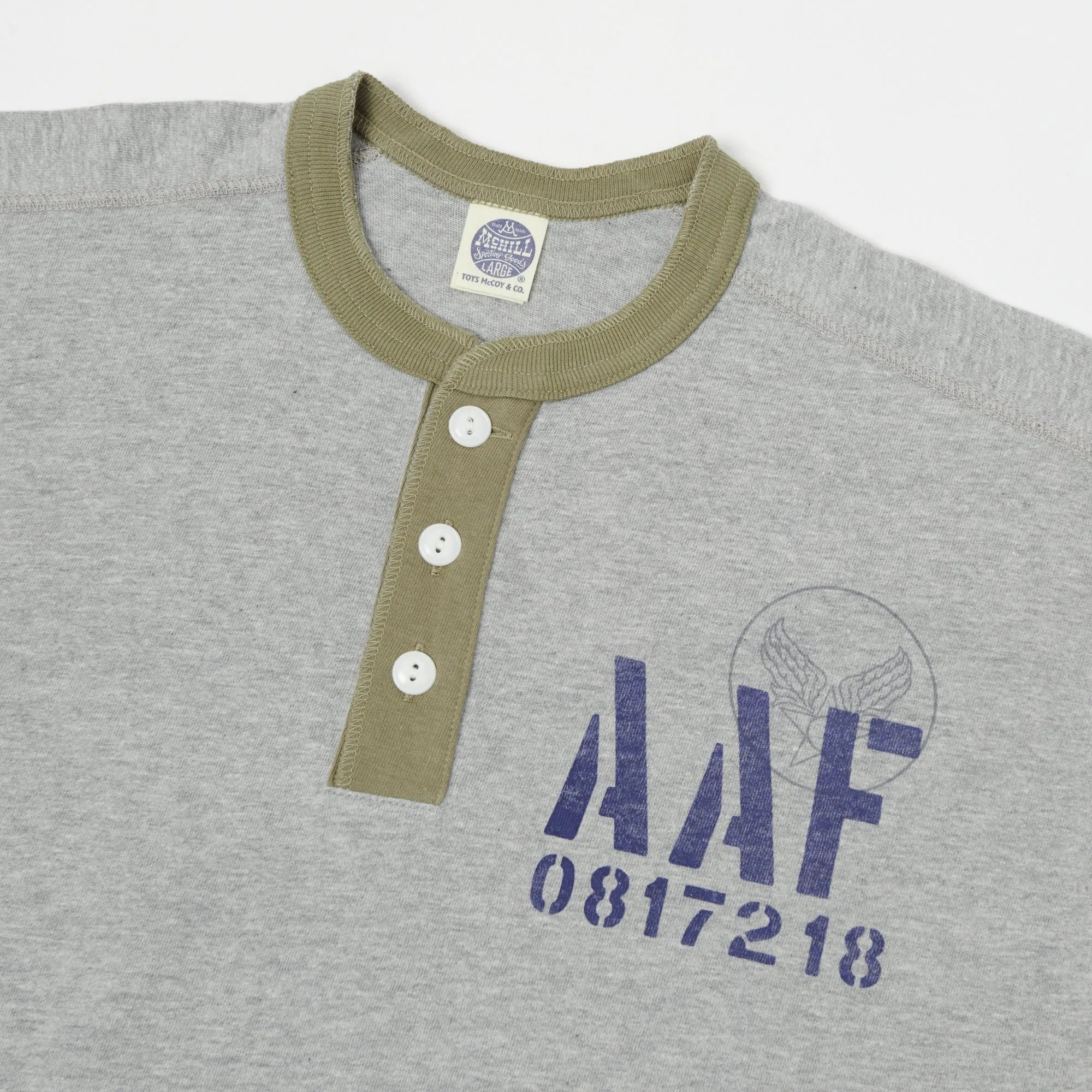 TOYS McCOY TMC2034 'AAF' Military Union Henley - Grey/Army