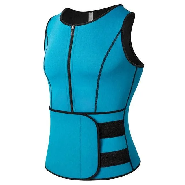 Trending Men Body Shaper - Waist Trainer Sauna Suit Sweat Vest Slimming Underwear Weight Loss Shirt - Fat Burner Workout Tank Tops (FHM1)