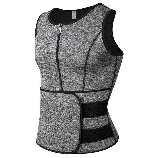 Trending Men Body Shaper - Waist Trainer Sauna Suit Sweat Vest Slimming Underwear Weight Loss Shirt - Fat Burner Workout Tank Tops (FHM1)