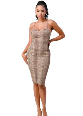 Tyra Midi Snake Skin Dress