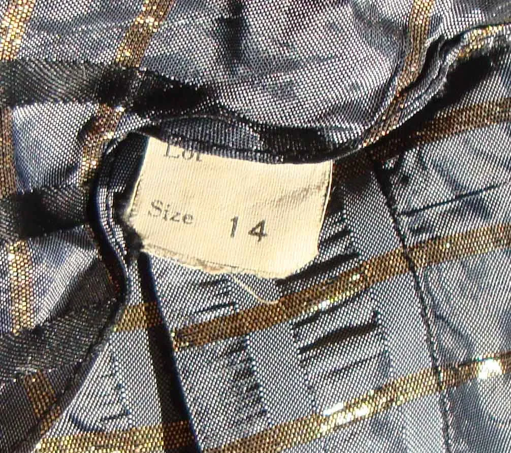 Vintage 50s Topper Jacket Gunmetal Taffeta & Gold Plaid M